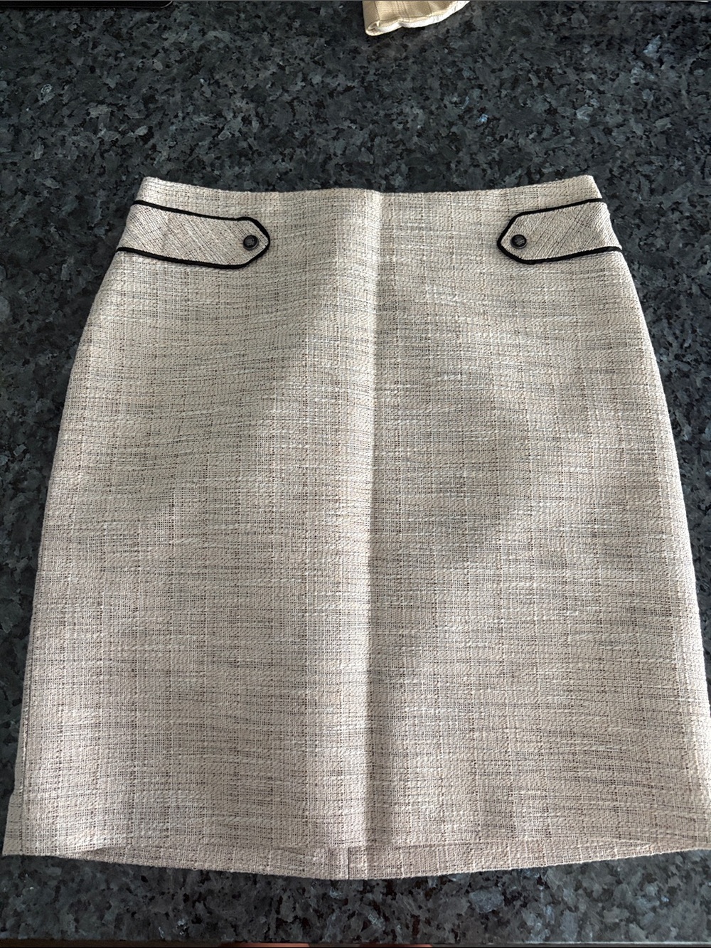 Classic Cream Textured Elegant Work Pencil Skirt